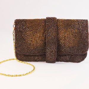 Women's Vintage Copper Beaded Evening Clutch
